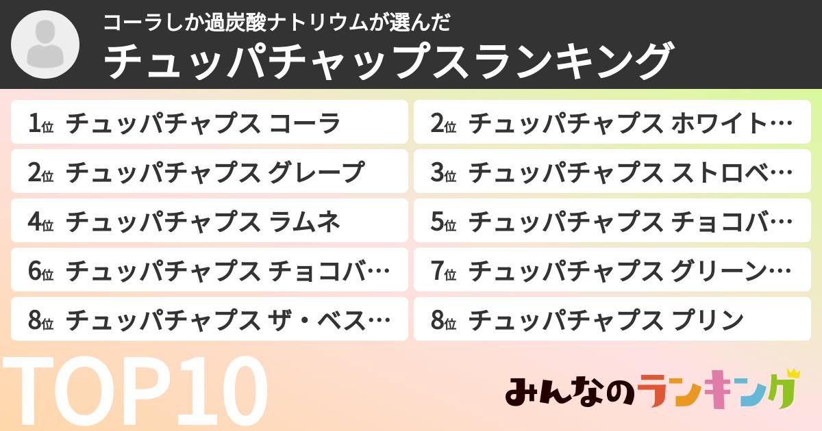 コーラしか過炭酸ナトリウムさんの「チュッパチャップスランキング」