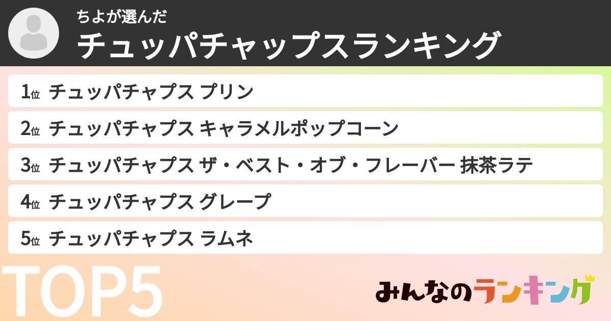 ちよさんの「チュッパチャップスランキング」