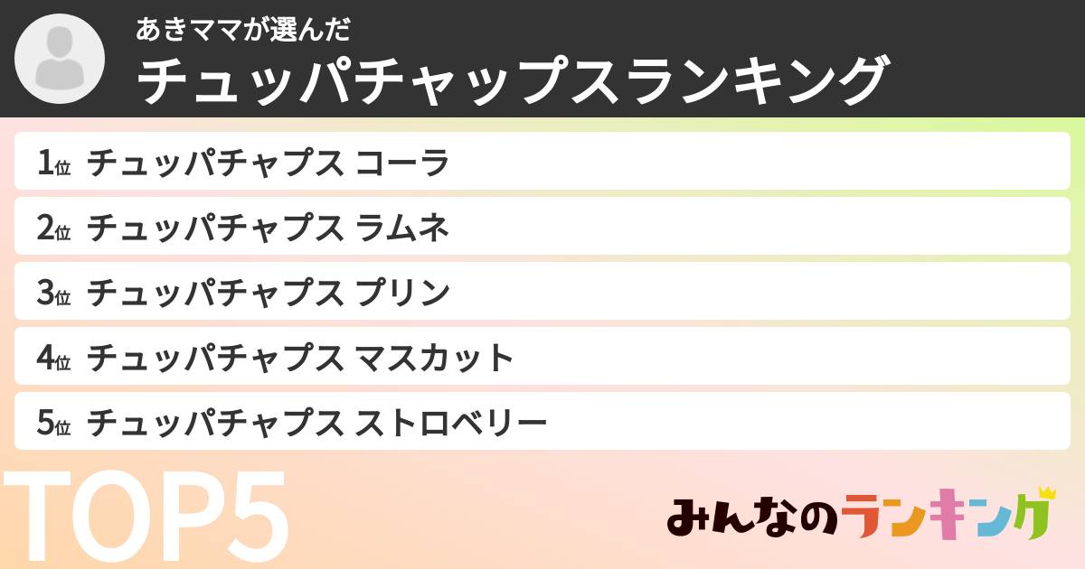あきママさんの「チュッパチャップスランキング」