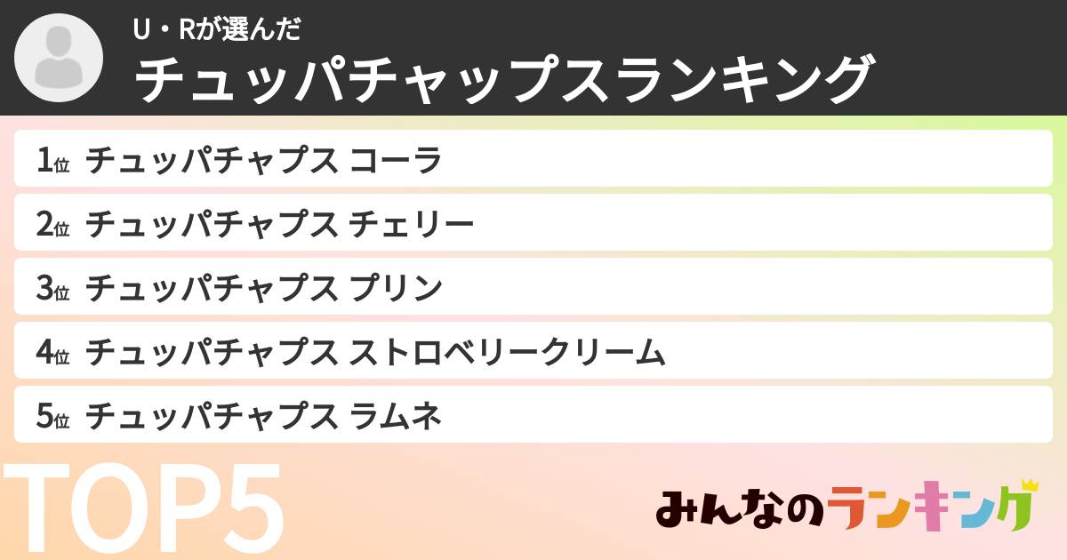 U・Rさんの「チュッパチャップスランキング」