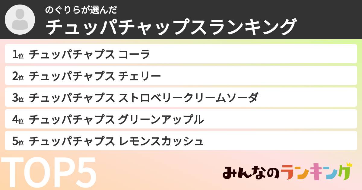 のぐりらさんの「チュッパチャップスランキング」