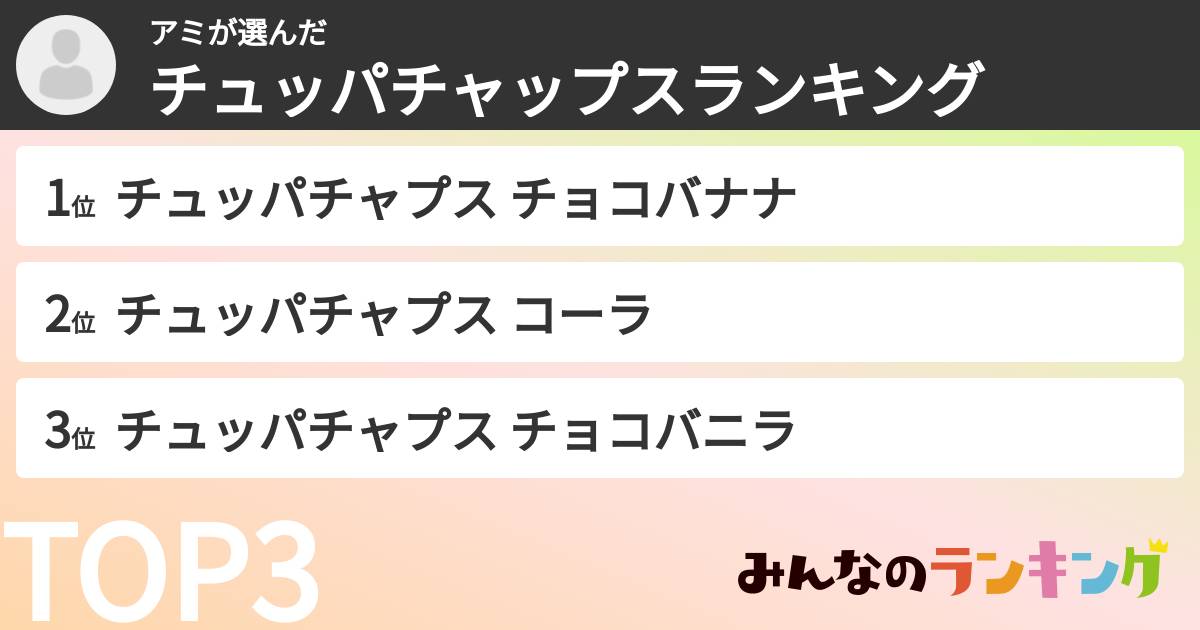 アミさんの「チュッパチャップスランキング」