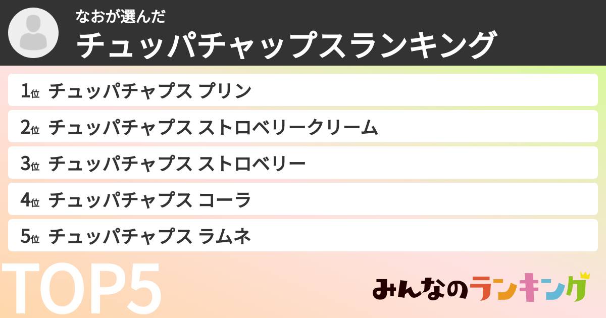 なおさんの「チュッパチャップスランキング」