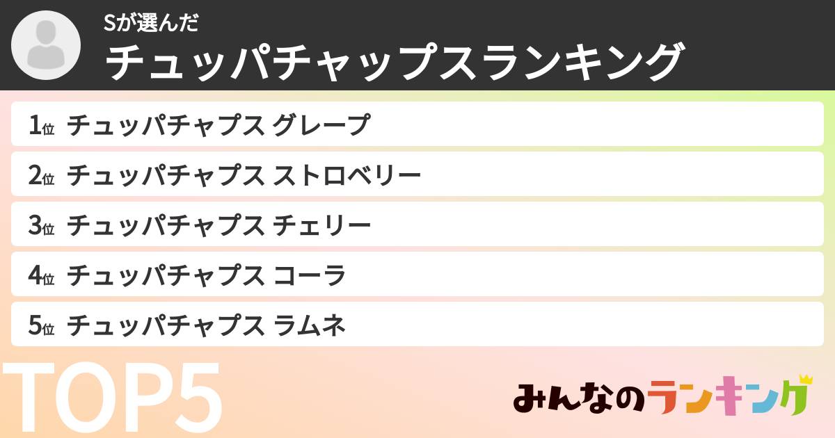 Sさんの「チュッパチャップスランキング」