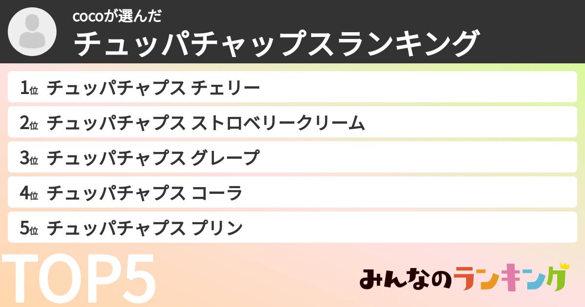 cocoさんの「チュッパチャップスランキング」