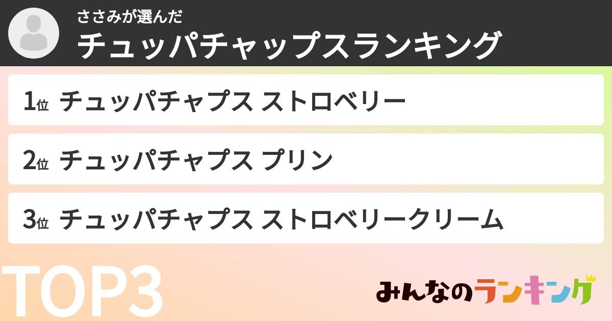 ささみさんの「チュッパチャップスランキング」