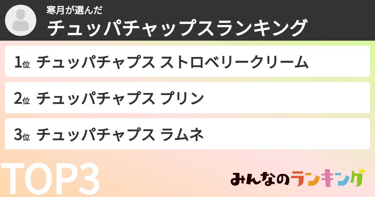 寒月さんの「チュッパチャップスランキング」