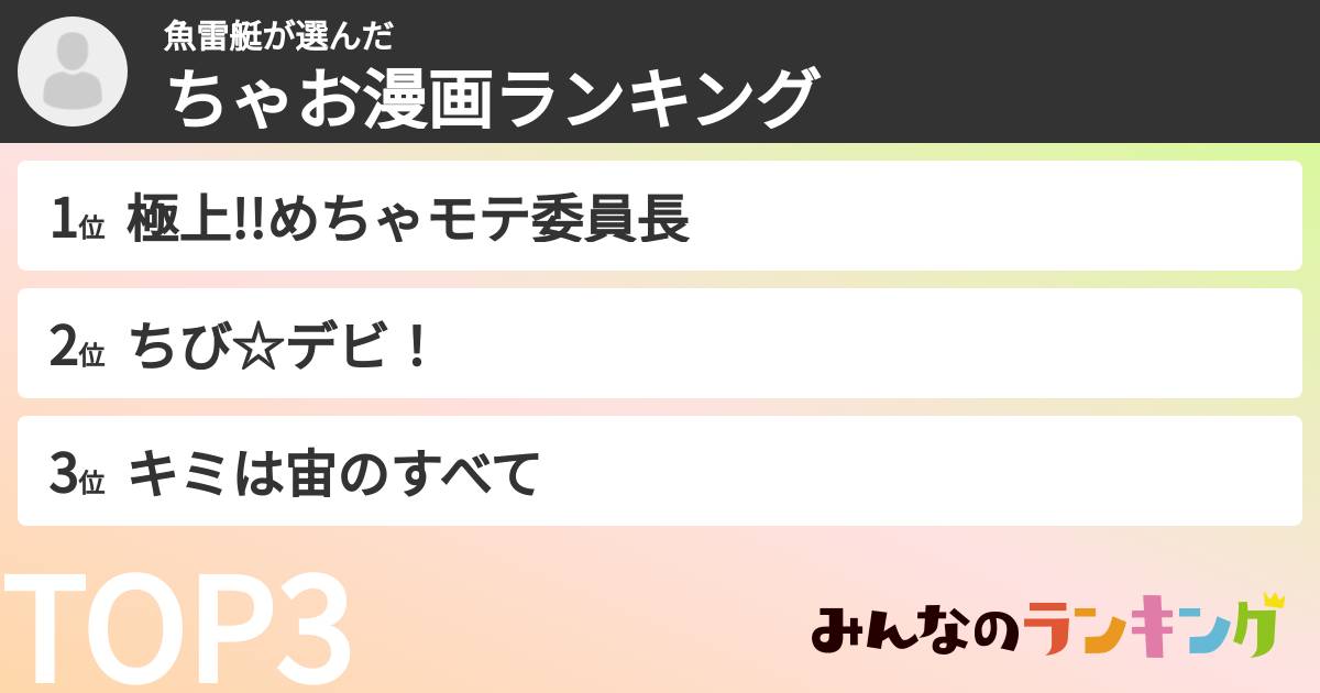 魚雷艇さんの「ちゃお漫画ランキング」