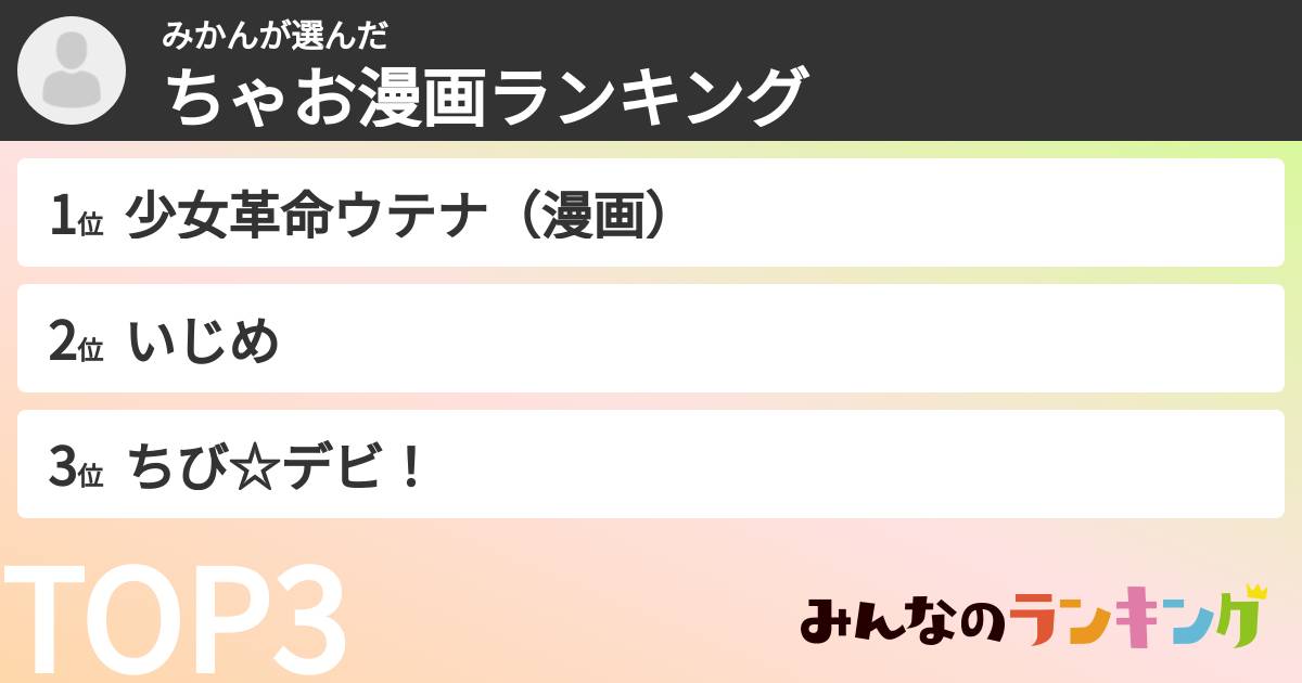 みかんさんの「ちゃお漫画ランキング」