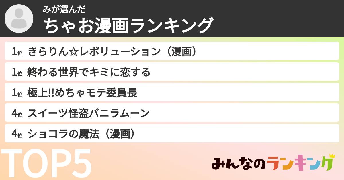 みさんの「ちゃお漫画ランキング」