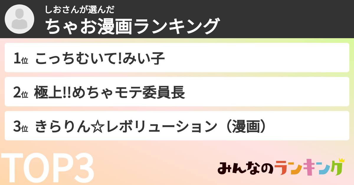 しおさんさんの「ちゃお漫画ランキング」