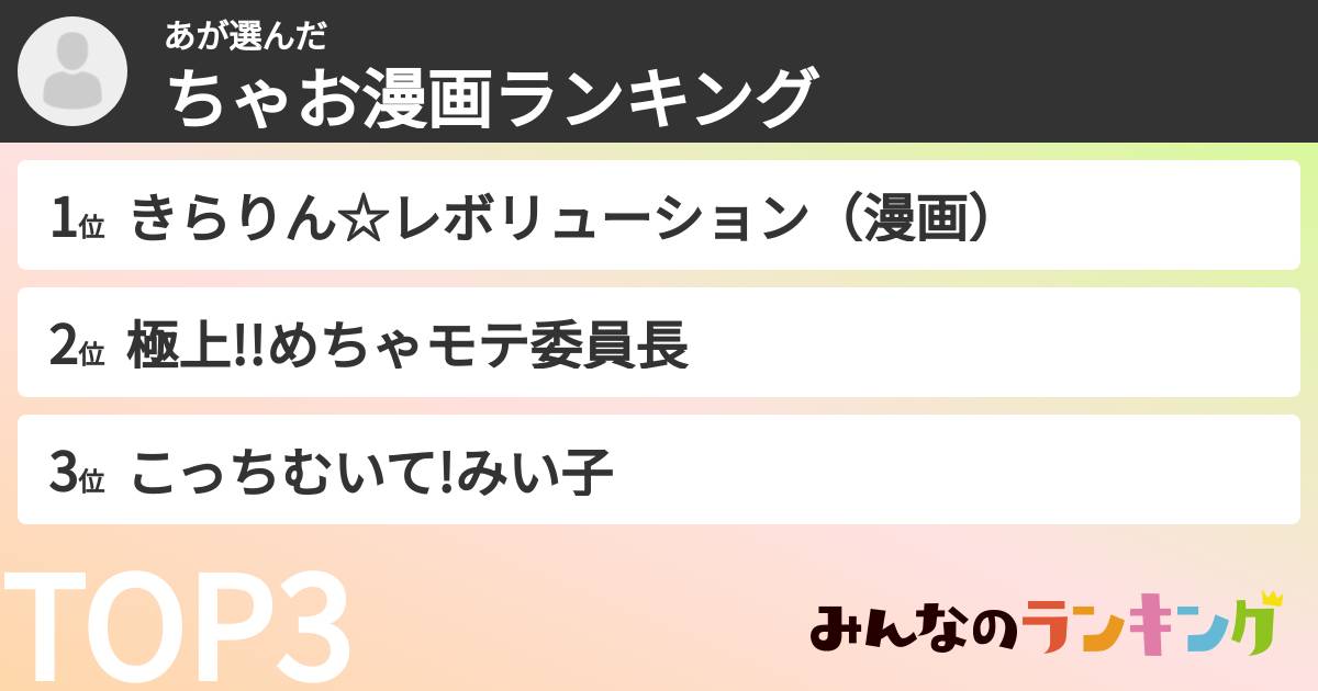あさんの「ちゃお漫画ランキング」