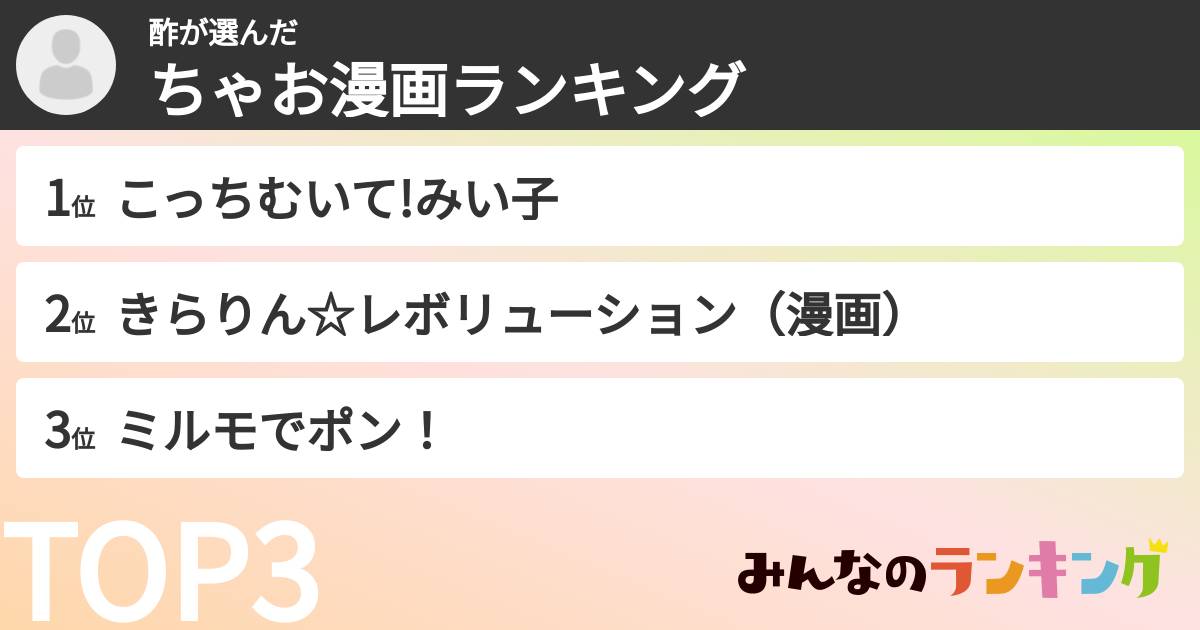 酢さんの「ちゃお漫画ランキング」