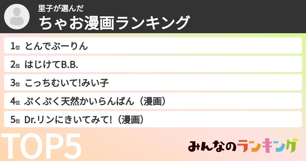 里子さんの「ちゃお漫画ランキング」