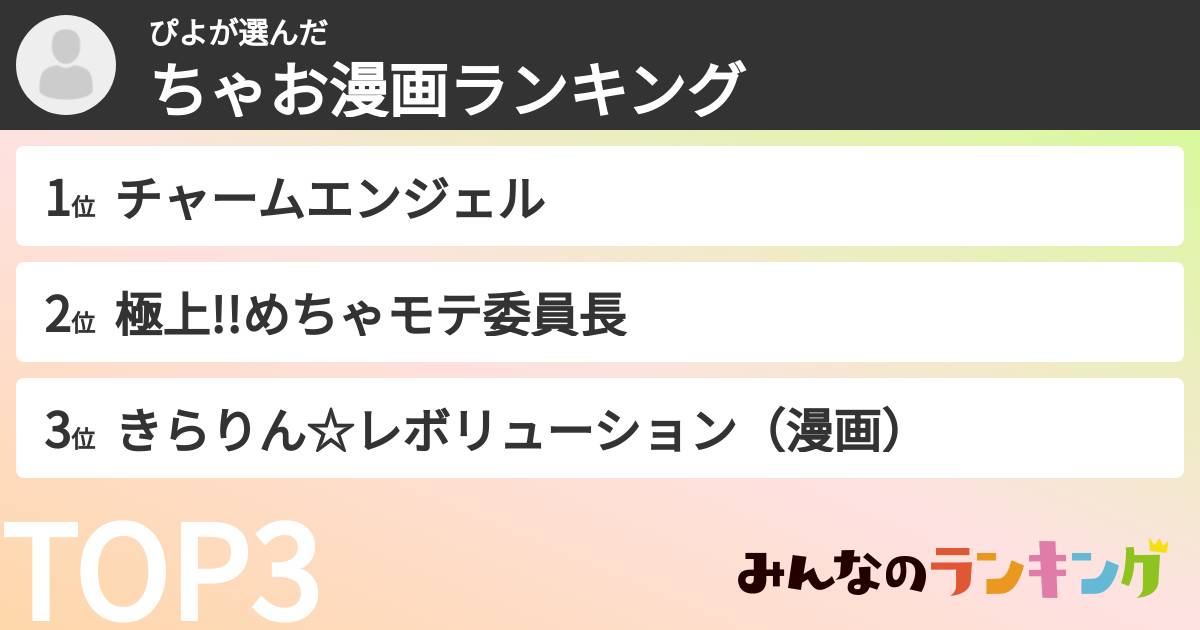 ぴよさんの「ちゃお漫画ランキング」