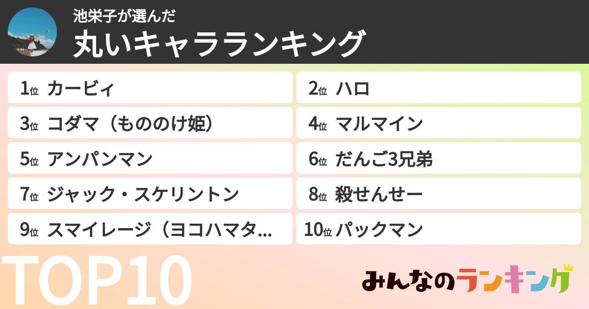 池栄子さんの「丸いキャラランキング」