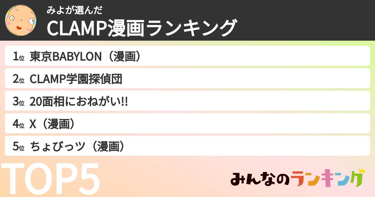 みよさんの「CLAMP漫画ランキング」