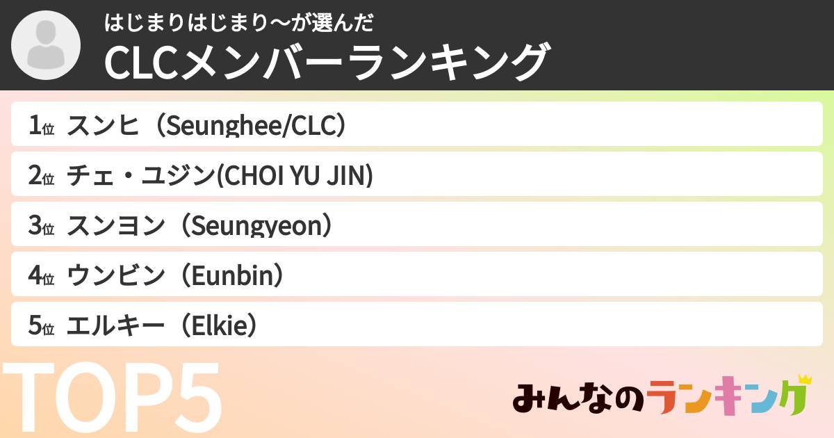 はじまりはじまり~さんの「CLCメンバーランキング」