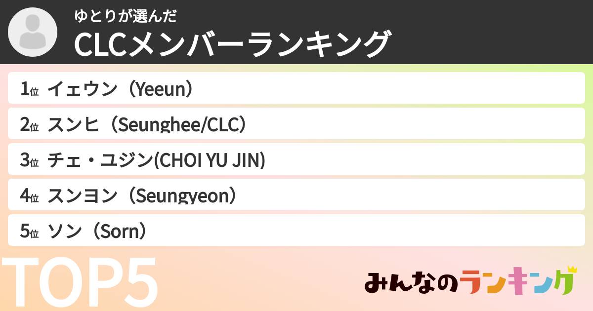 ゆとりさんの「CLCメンバーランキング」