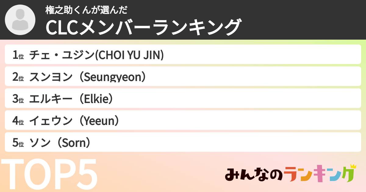 権之助くんさんの「CLCメンバーランキング」