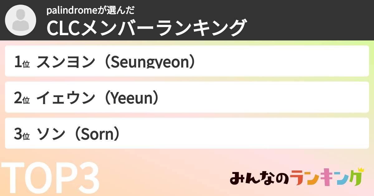 palindromeさんの「CLCメンバーランキング」