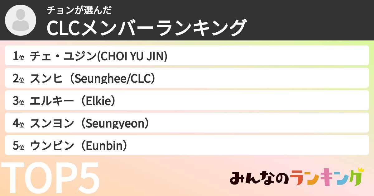 チョンさんの「CLCメンバーランキング」