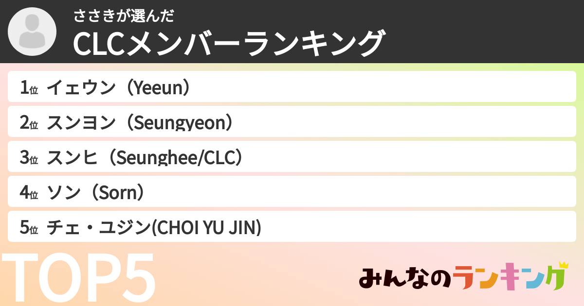ささきさんの「CLCメンバーランキング」