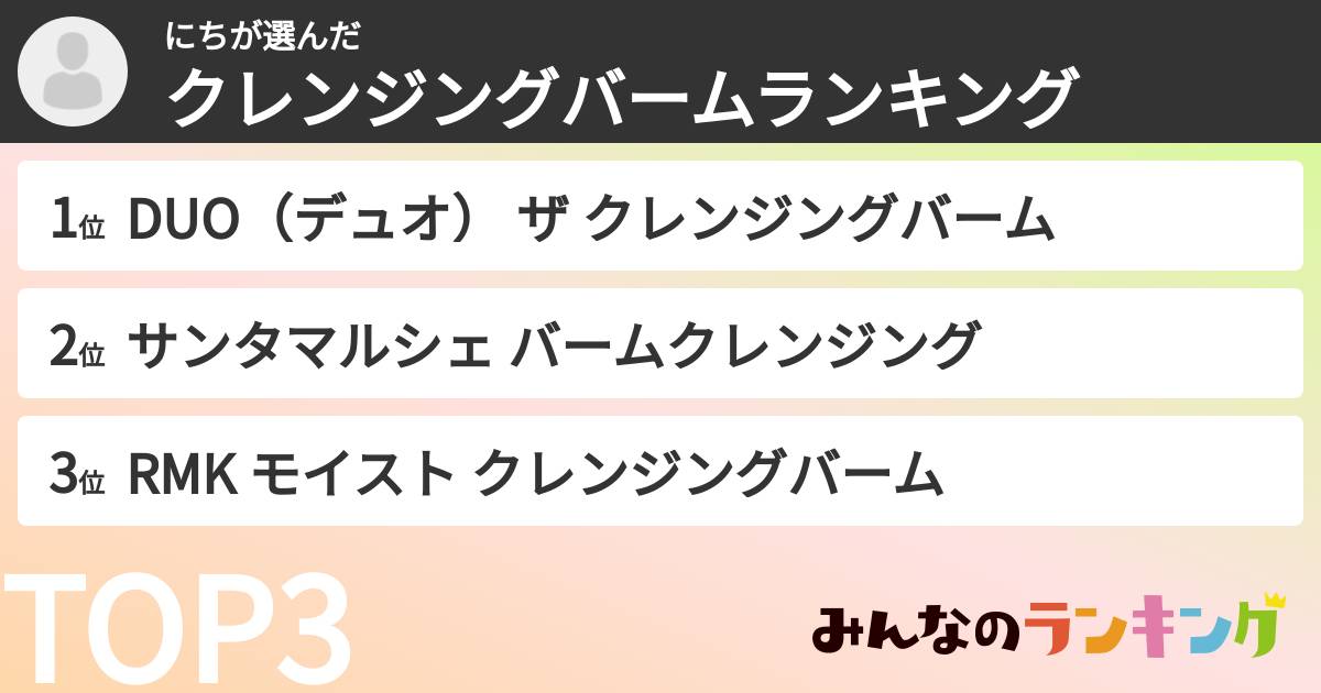 にちさんの「クレンジングバームランキング」
