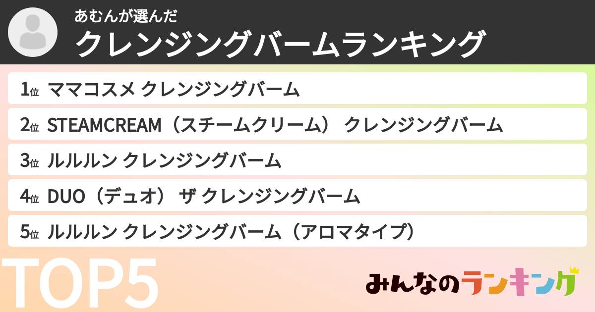 あむんさんの「クレンジングバームランキング」
