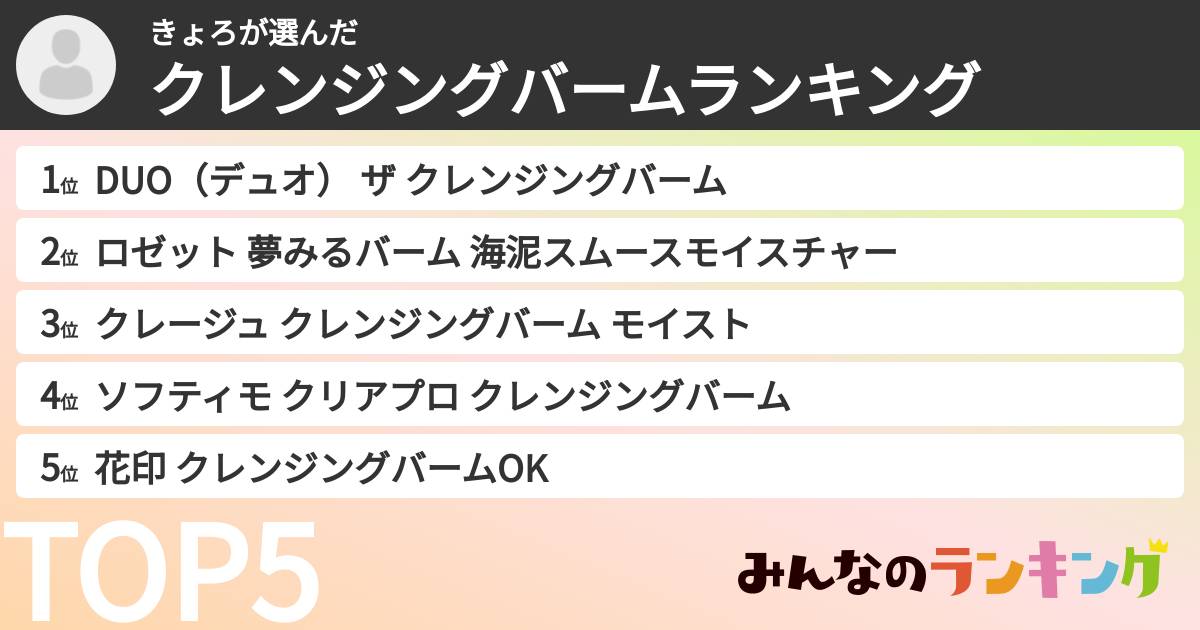 きょろさんの「クレンジングバームランキング」