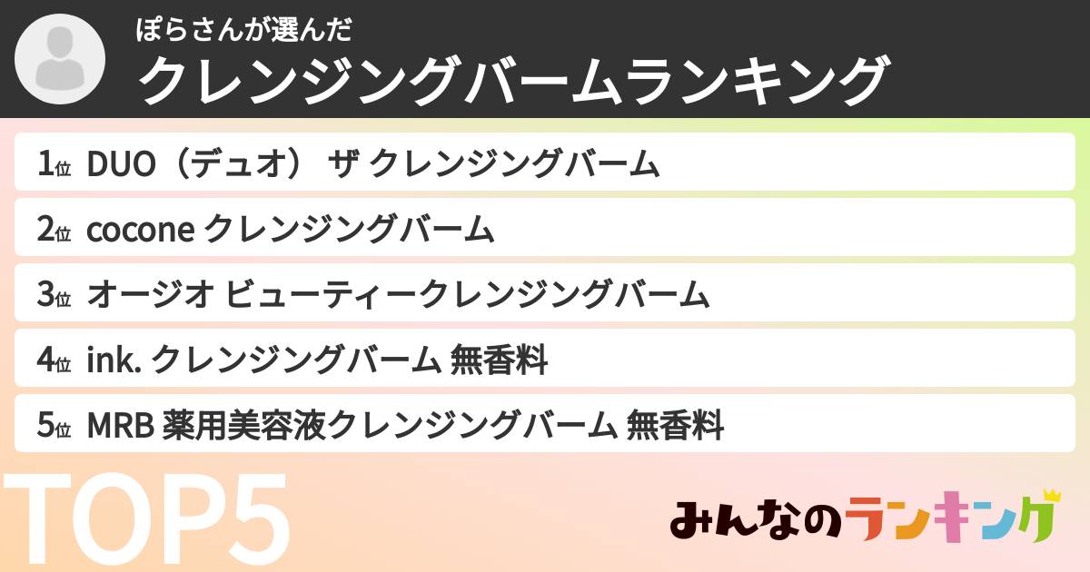 ぽらさんさんの「クレンジングバームランキング」