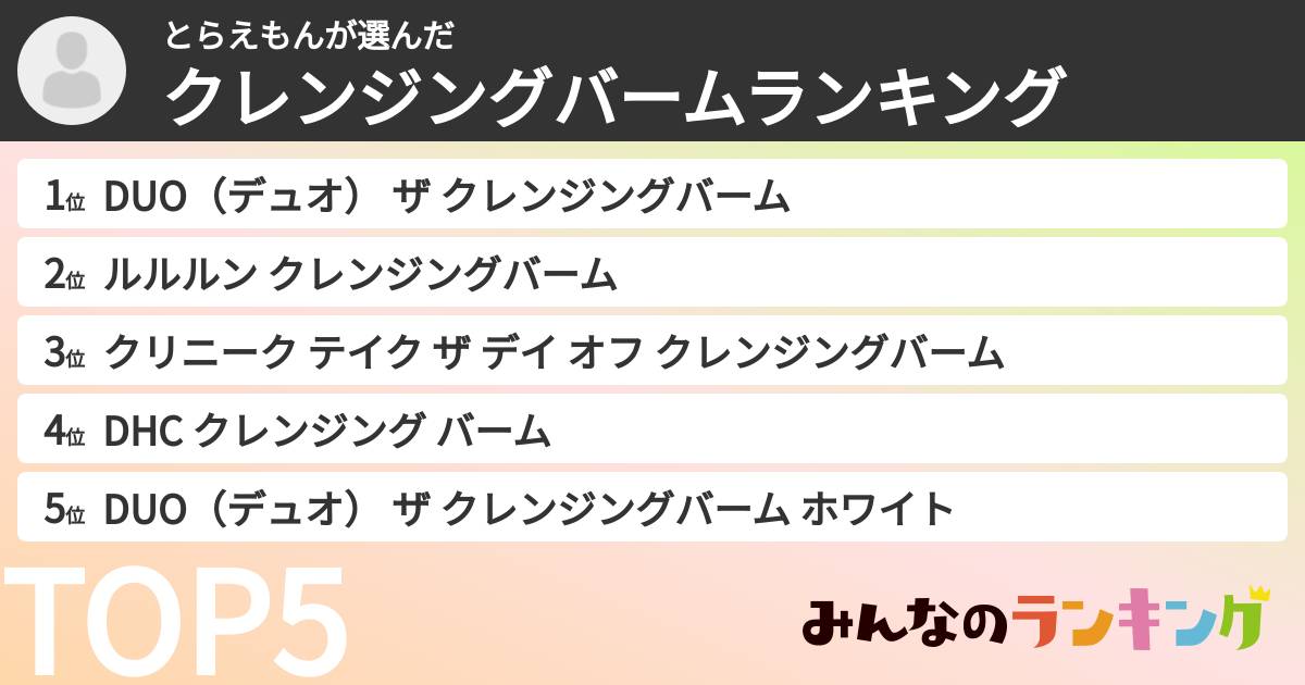 とらえもんさんの「クレンジングバームランキング」