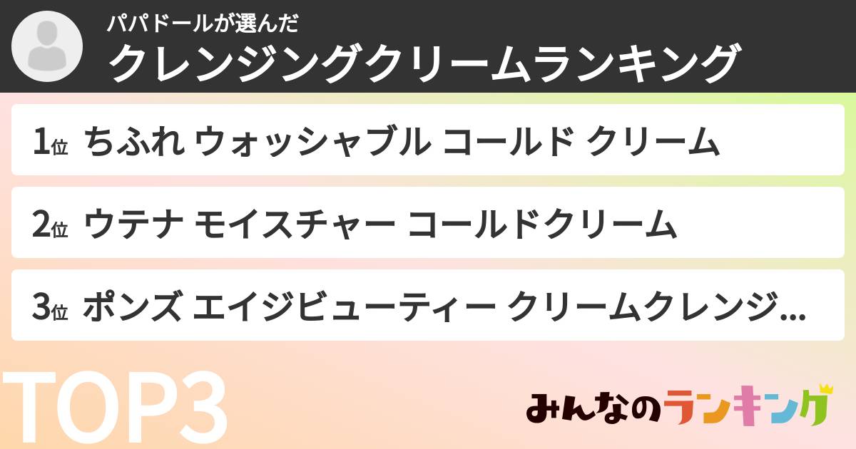 パパドールさんの「クレンジングクリームランキング」