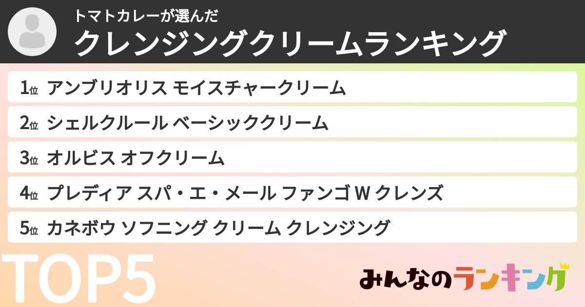 トマトカレーさんの「クレンジングクリームランキング」