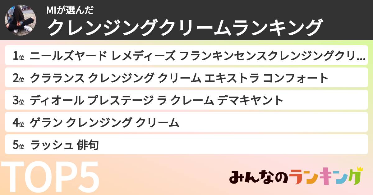 MIさんの「クレンジングクリームランキング」