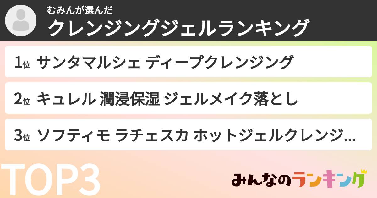 むみんさんの「クレンジングジェルランキング」