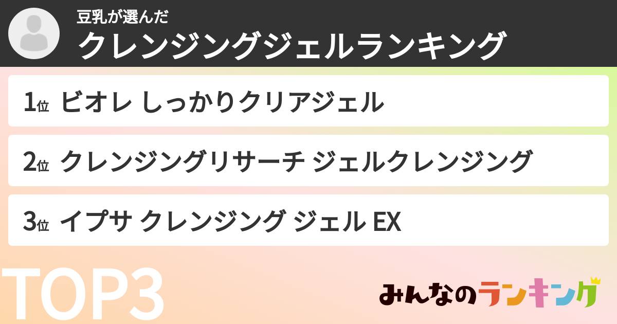 豆乳さんの「クレンジングジェルランキング」