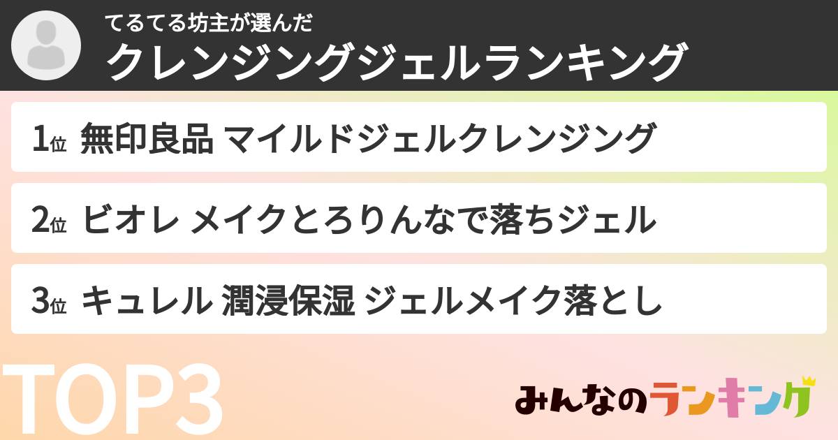 てるてる坊主さんの「クレンジングジェルランキング」