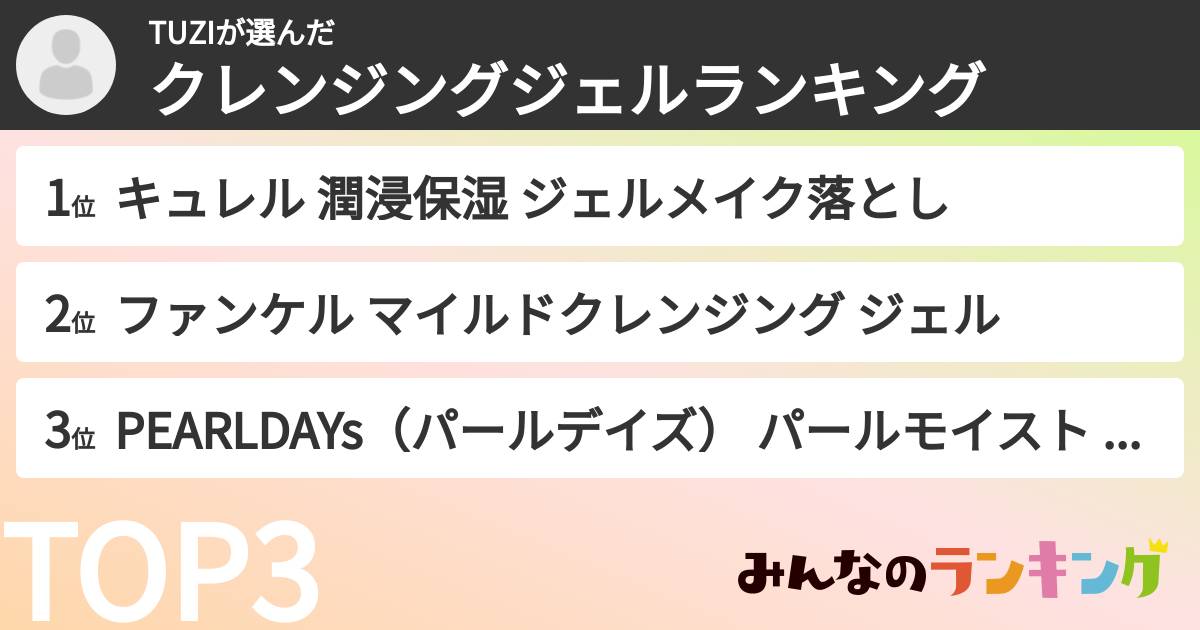 TUZIさんの「クレンジングジェルランキング」