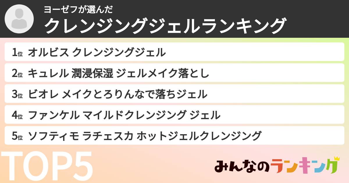 ヨーゼフさんの「クレンジングジェルランキング」
