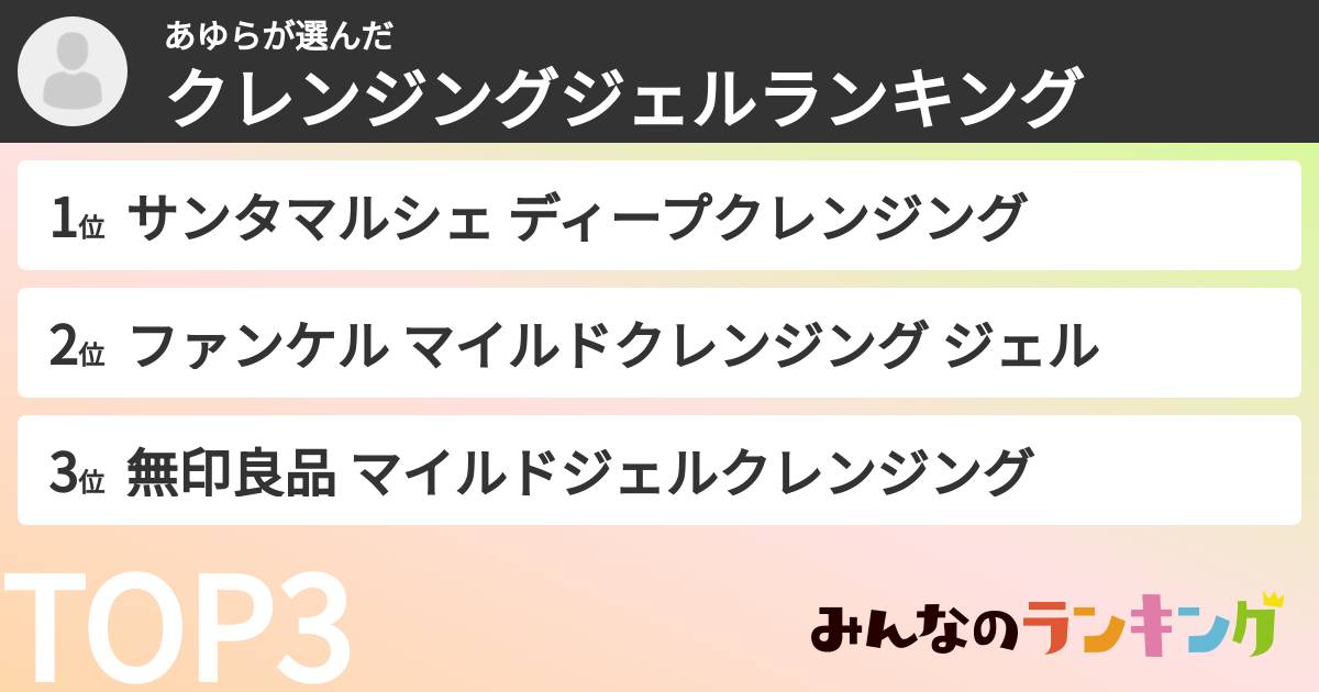 あゆらさんの「クレンジングジェルランキング」