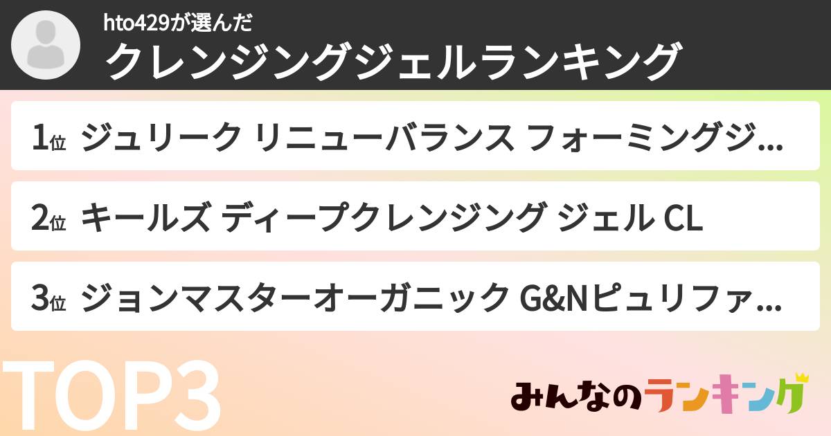 hto429さんの「クレンジングジェルランキング」