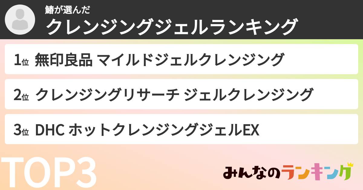 鰆さんの「クレンジングジェルランキング」