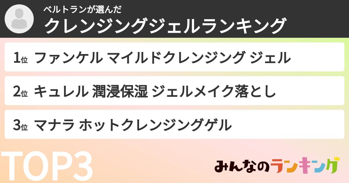 ベルトランさんの「クレンジングジェルランキング」