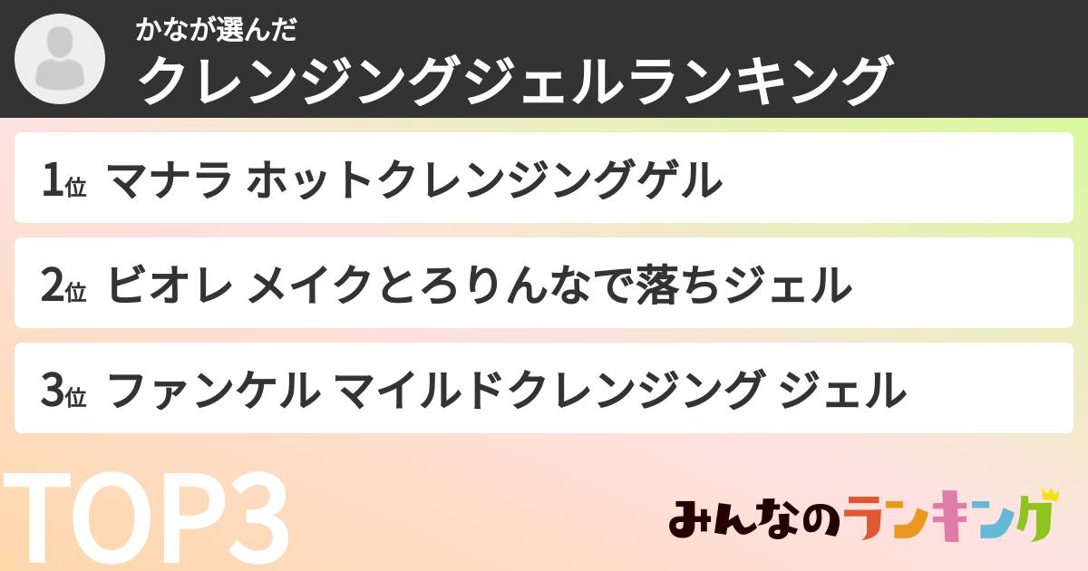 かなさんの「クレンジングジェルランキング」