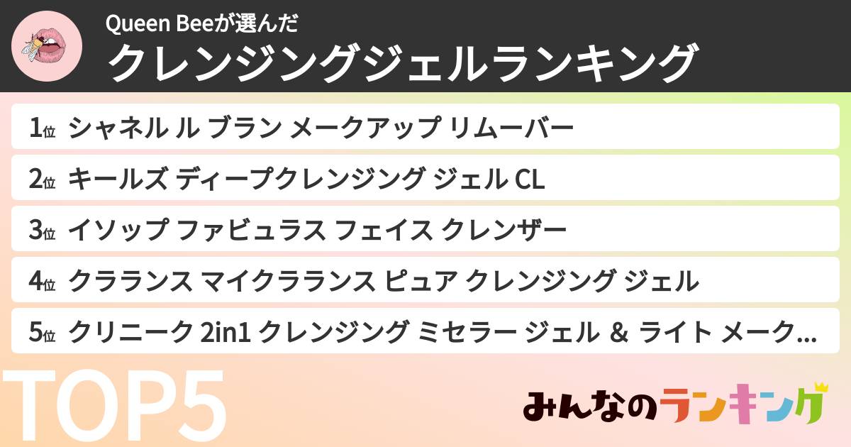 Queen Beeさんの「クレンジングジェルランキング」