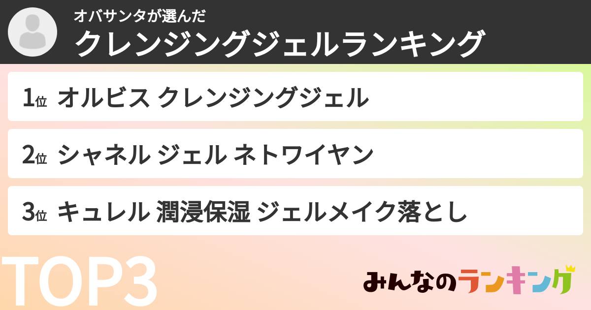 オバサンタさんの「クレンジングジェルランキング」