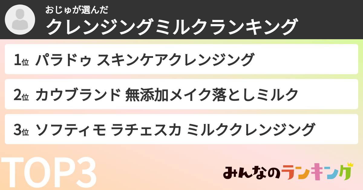 おじゅさんの「クレンジングミルクランキング」