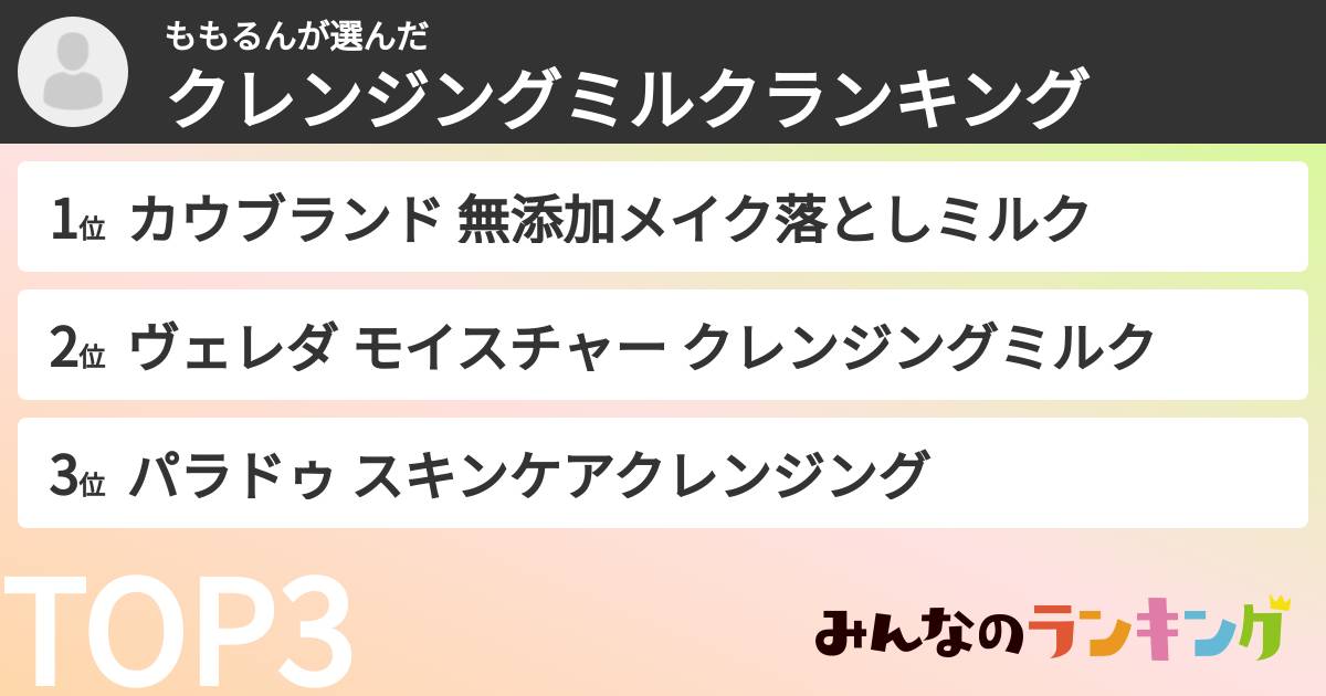 ももるんさんの「クレンジングミルクランキング」