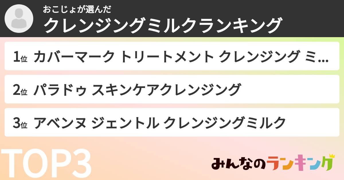 おこじょさんの「クレンジングミルクランキング」